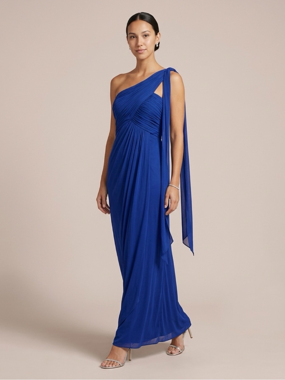 Alex Evenings One-Shoulder Cobalt Blue Evening Gown